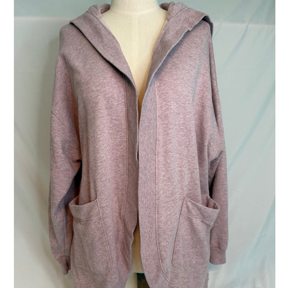 Gap Sweats Fleece Hooded Open Cardigan Pockets Lilac Womens LARGE